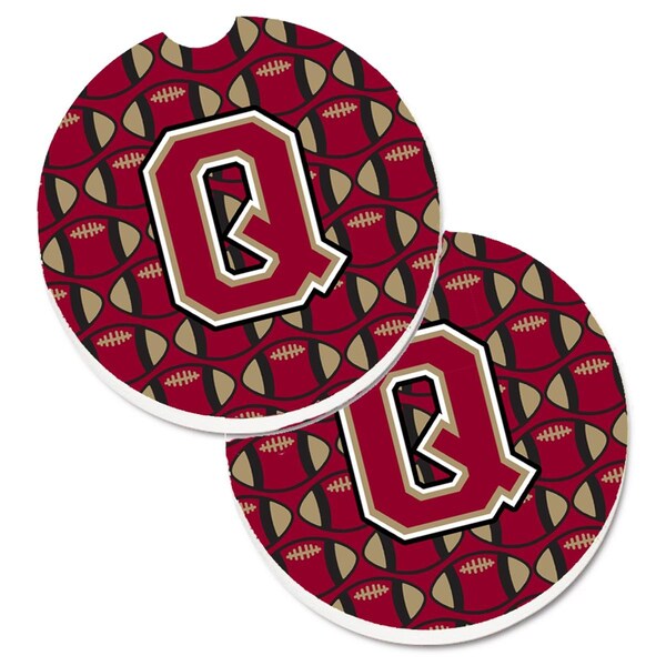 Carolines Treasures Letter Q Football Garnet and Gold Cup Holder Car Coaster, PK2 CJ1078-QCARC - main